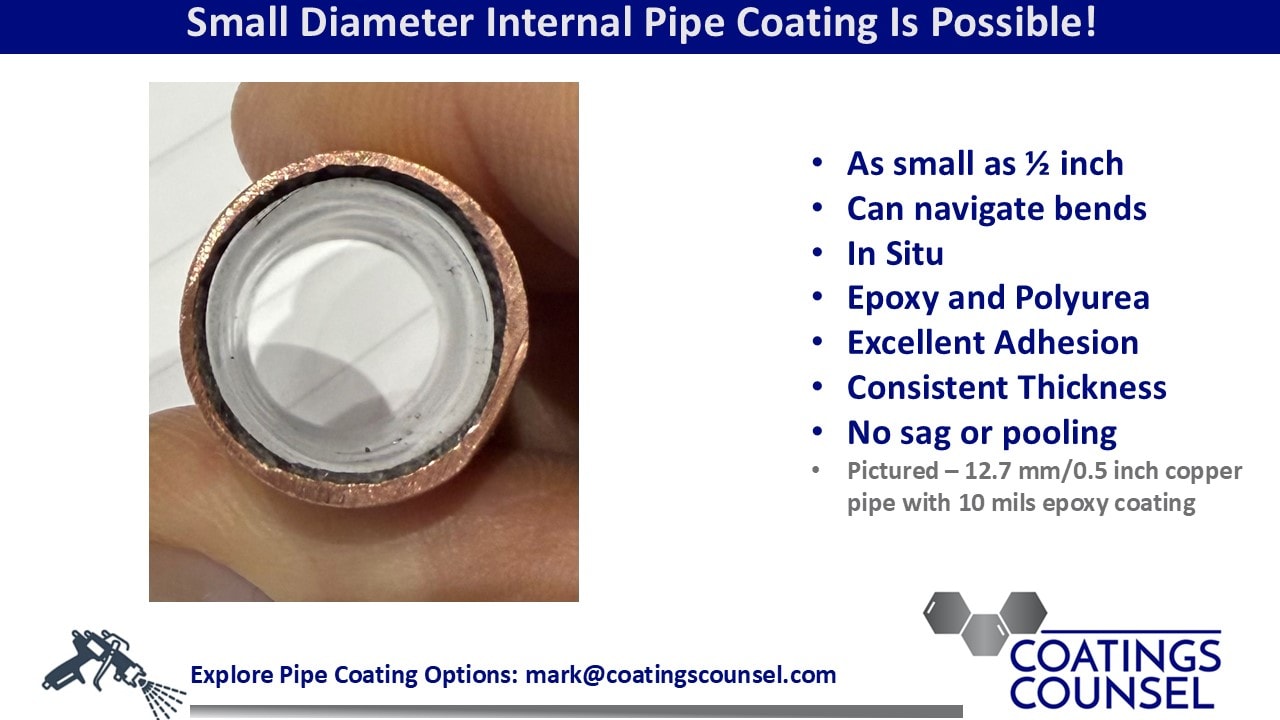 Small diameter internal pipe coating — 12.7mm copper pipe
